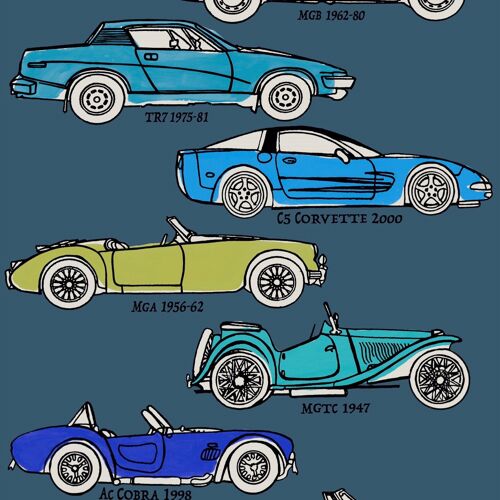 Classic Cars Wallpaper - Blues - Roll