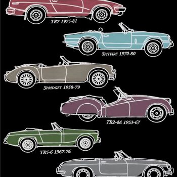 Papier peint British Classic Cars - Noir - Échantillon