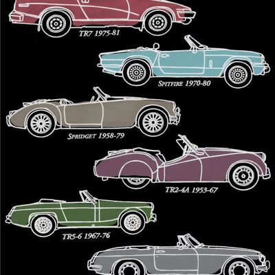 British Classic Cars Wallpaper - Black - Roll