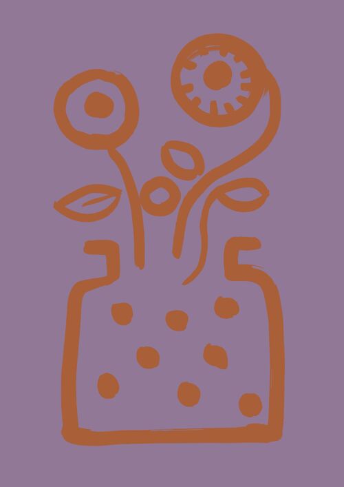 Vase no 2 print - Lilac + Terracotta - A3