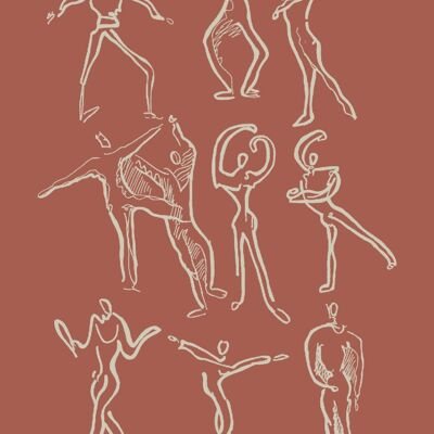 Dancers print - Brick - A4