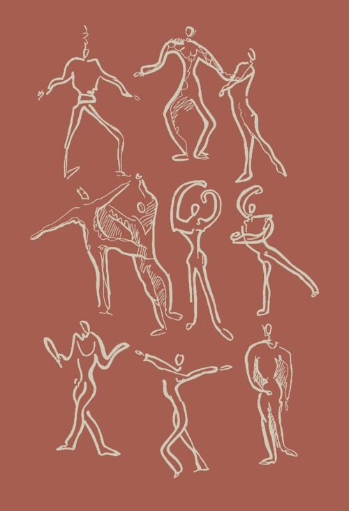 Dancers print - Brick - A3