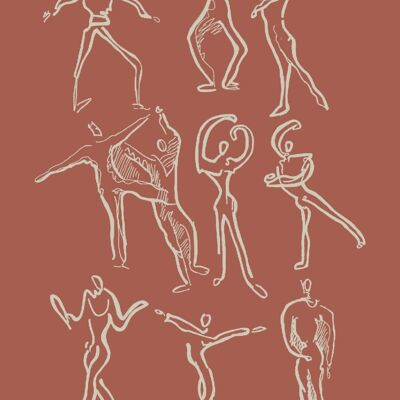 Dancers print - Brick - A1