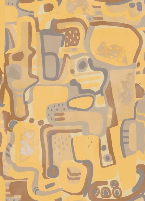 Cubist Jigsaw Wallpaper - Sunflower - Sample