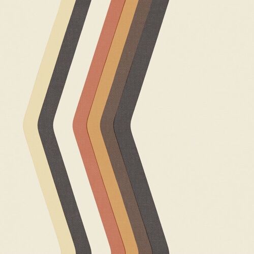 Retro geometric Stripe wallpaper - Cream + Orange - Sample