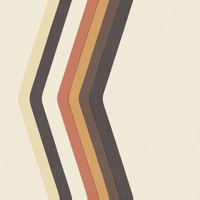 Papier peint Stripe géométrique rétro - Crème + Orange - Echantillon