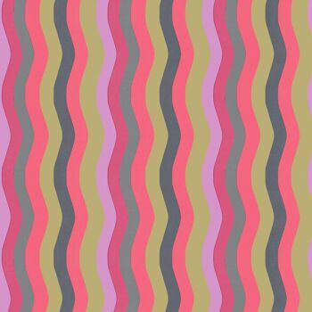 Papier Peint Wavy Stripe - Cerise, Lilas + Gris - rouleau