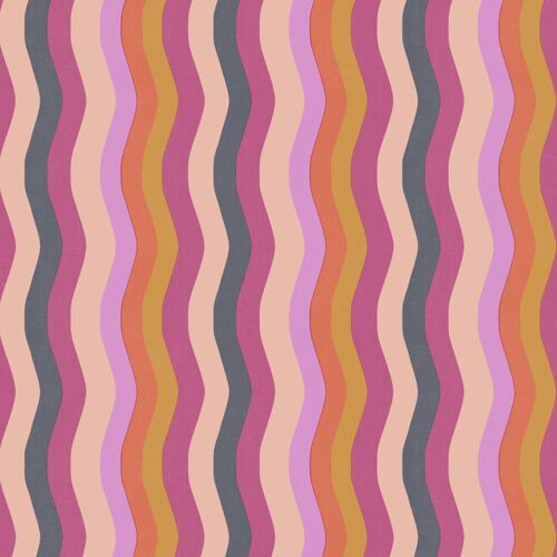 Wavy Stripe Wallpaper - Lilac, Blush + Magenta - Sample