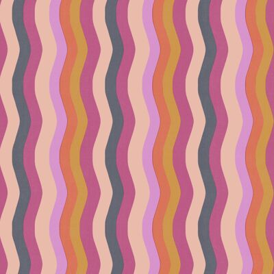 Papier Peint Wavy Stripe - Lilas, Blush + Magenta - Échantillon