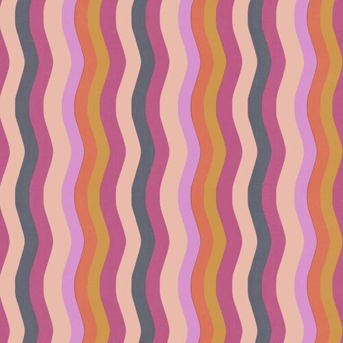 Wavy Stripe Wallpaper - Lilac, Blush + Magenta - roll