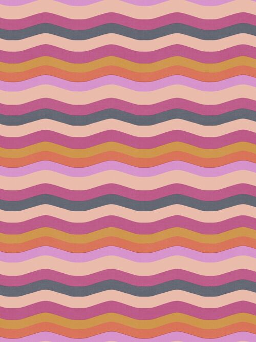 Wavy Stripe Wallpaper - Lilac, Blush + Magenta - Horizontal