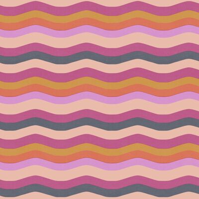 Papier Peint Wavy Stripe - Lilas, Blush + Magenta - Horizontal