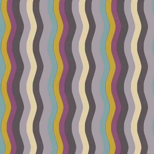 Wavy Stripe Wallpaper - Lilac, Purple + ochre - roll
