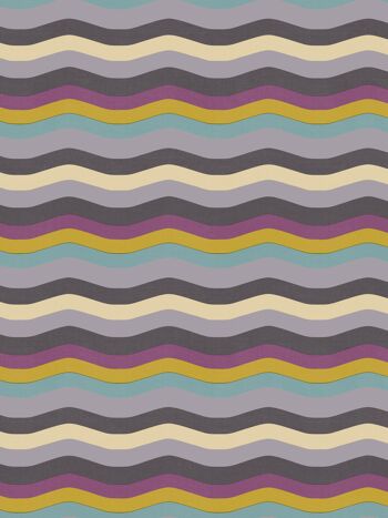 Papier Peint Wavy Stripe - Lilas, Violet + ocre - Horizontal