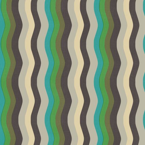 Wavy Stripe Wallpaper - Turquoise, Emerald + Mocha - roll