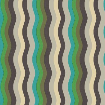 Papier Peint Wavy Stripe - Turquoise, Emeraude + Moka - rouleau