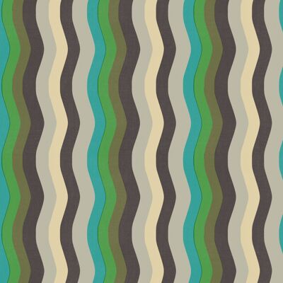Wavy Stripe Wallpaper - Turquoise, Emerald + Mocha - roll