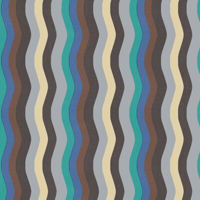 Wavy Stripe Wallpaper - Sky Blue, Cobalt + Jade - Sample