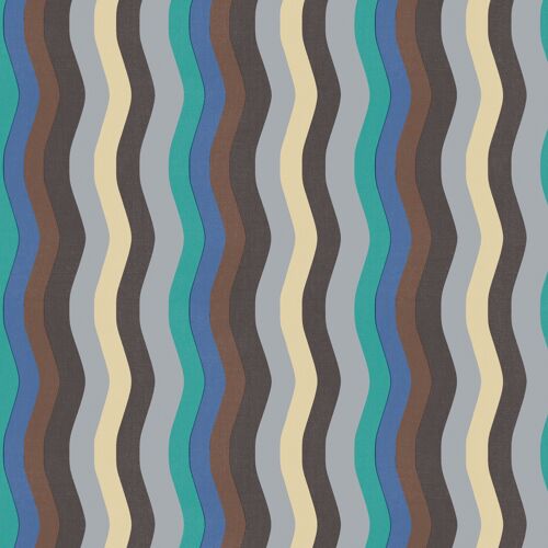Wavy Stripe Wallpaper - Sky Blue, Cobalt + Jade - roll