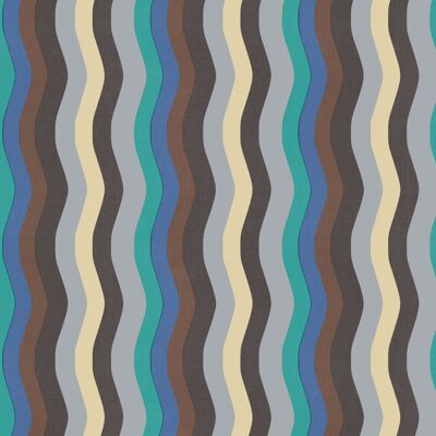 Wavy Stripe Wallpaper - Sky Blue, Cobalt + Jade - roll