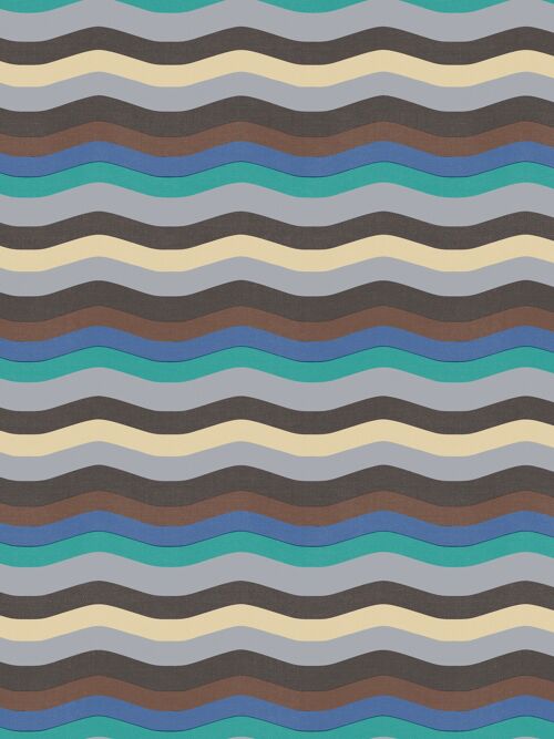 Wavy Stripe Wallpaper - Sky Blue, Cobalt + Jade - Horizontal