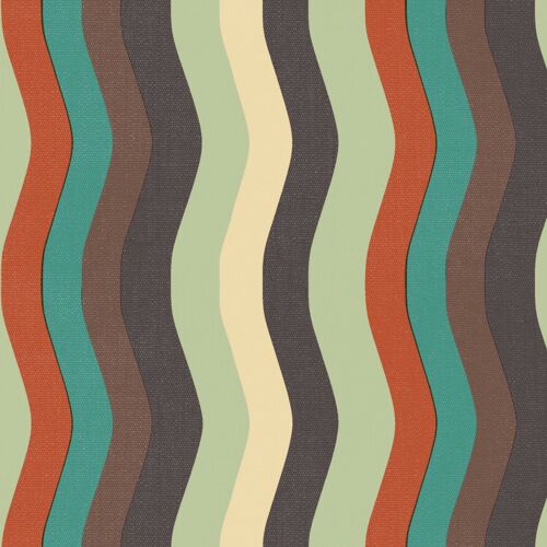 Wavy Stripe Wallpaper - Terracotta, Chocolate + mint - Sample