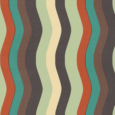 Gewellte Streifentapete – Terrakotta, Schokolade + Minze – Muster