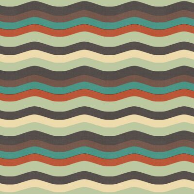 Papel pintado Wavy Stripe - Terracota, Chocolate + menta - Horizontal