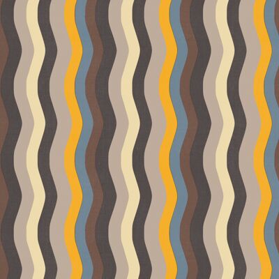 Wavy Stripe Wallpaper - Chocolate , Taupe + Saffron - Sample