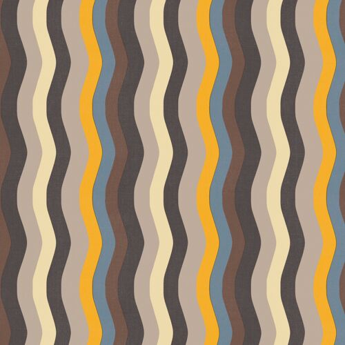Wavy Stripe Wallpaper - Chocolate , Taupe + Saffron - roll