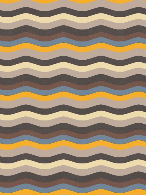 Wavy Stripe Wallpaper - Chocolate , Taupe + Saffron - Horizontal