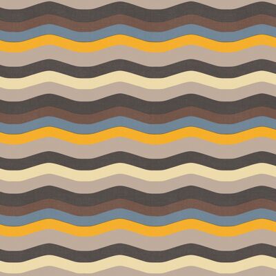 Papier Peint Wavy Stripe - Chocolat, Taupe + Safran - Horizontal