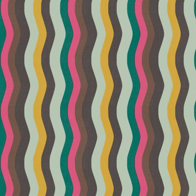 Wavy Stripe Wallpaper - Mint, Emerald + fuchsia - Sample