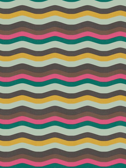 Wavy Stripe Wallpaper - Mint, Emerald + fuchsia - Horizontal