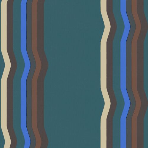 Off - Set Retro Stripe wallpaper - Teal - Roll