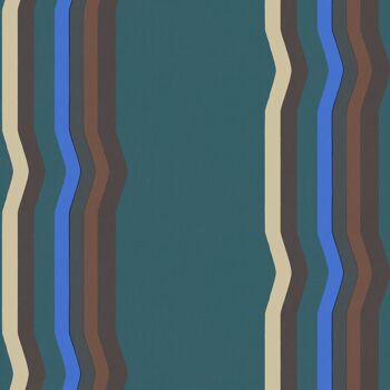 Off - Papier peint Set Retro Stripe - Bleu sarcelle - Rouleau