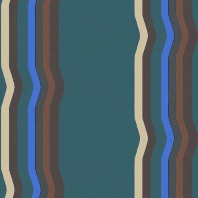 Off - Set Retro Stripe wallpaper - Teal - Sample