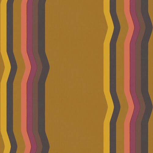 Off - Set Retro Stripe wallpaper - Ochre - Roll