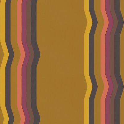 Off - Set Retro Stripe wallpaper - Ochre - Roll