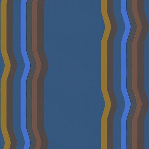 Off - Set Retro Stripe wallpaper - Prussian - Sample