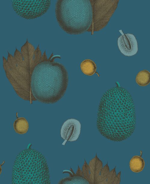 Tropical Fruit Wallpaper - Turquoise - roll