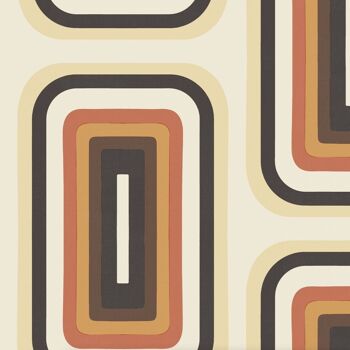 Papier peint Retro Oblong Geometric - Crème + Orange - Rouleau