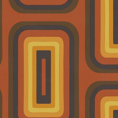 Papel pintado Retro Geométrico Oblongo - Terracota + Naranja - Rollo