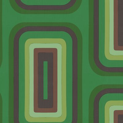 Retro längliche geometrische Tapete - Smaragd + Braun - Rolle