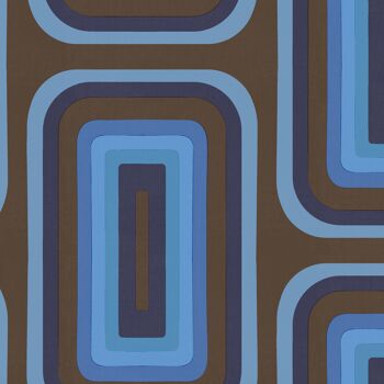 Papier peint Retro Oblong Geometric - Marron + Cobalt - Rouleau