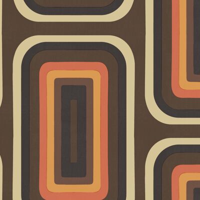 Retro Oblong Geometric wallpaper - Brown + Orange - Roll