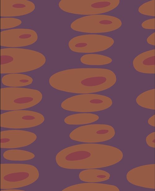 Pebbles Wallpaper - Aubergine, Terracotta + Brick - sample