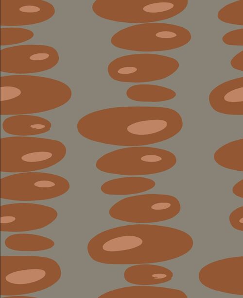 Pebbles Wallpaper - Pewter, Terracotta + Peach - roll