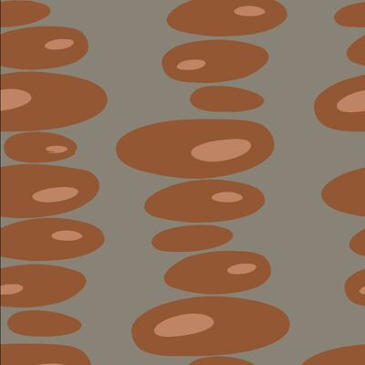Pebbles Wallpaper - Pewter, Terracotta + Peach - sample