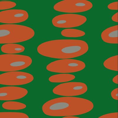 Pebbles Wallpaper - Emerald, Orange + Pearl - roll